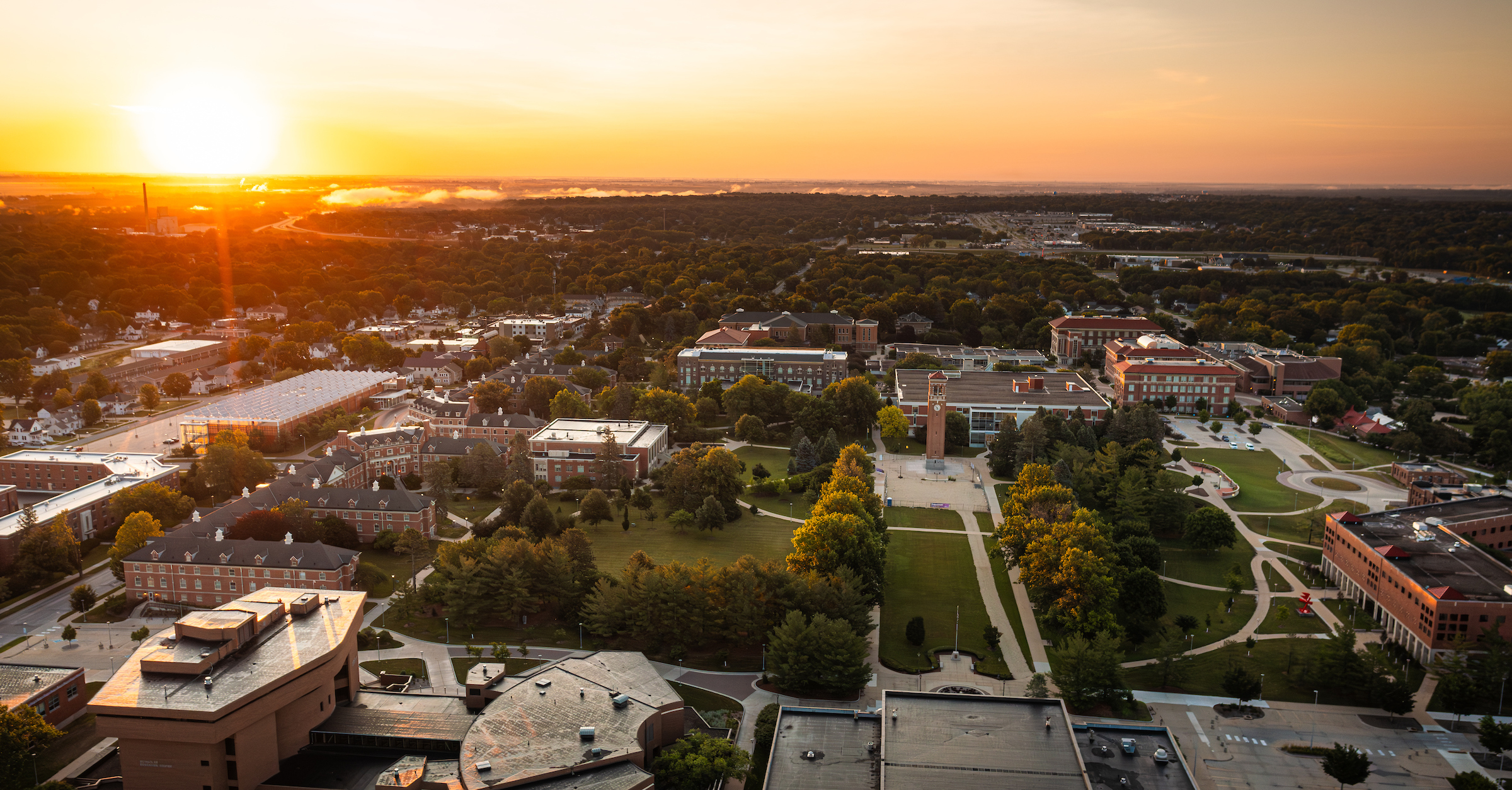 campus shot looking at sunrise