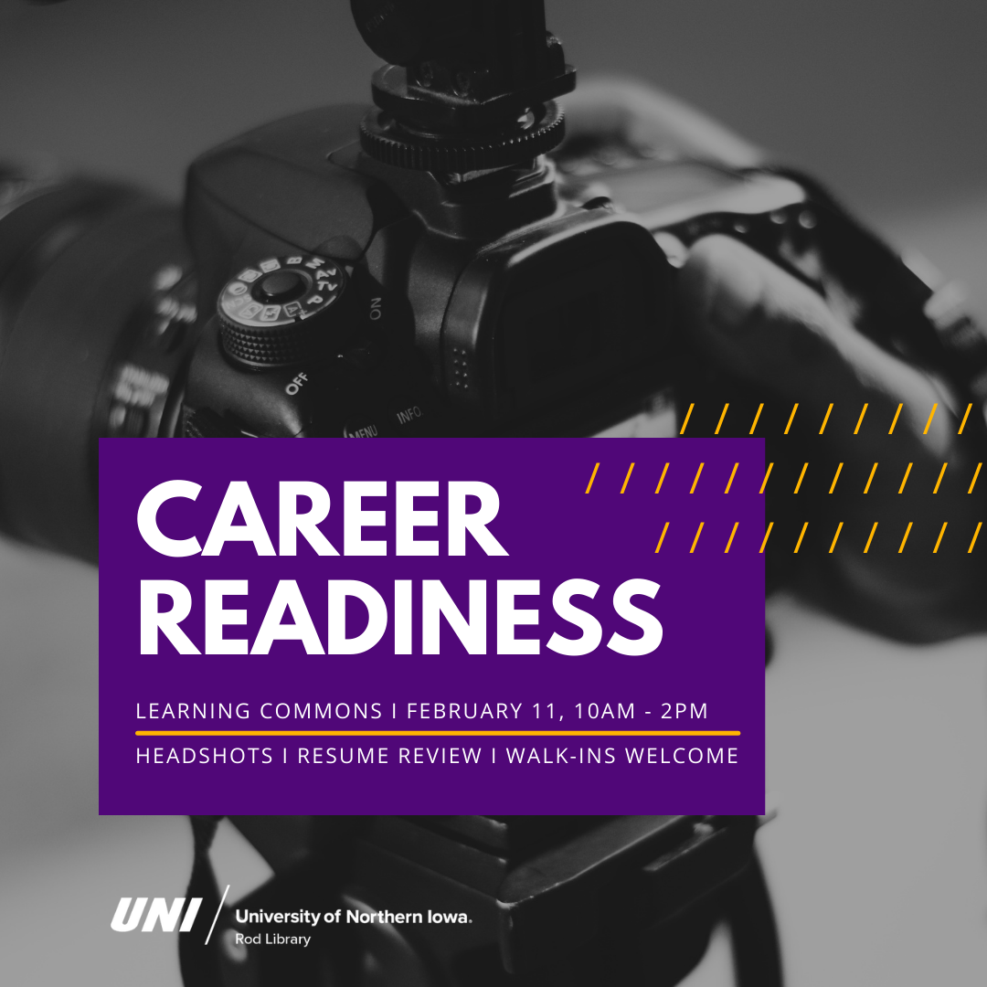 Picture of a camera to promote the UNI Career Readiness Day on February 11